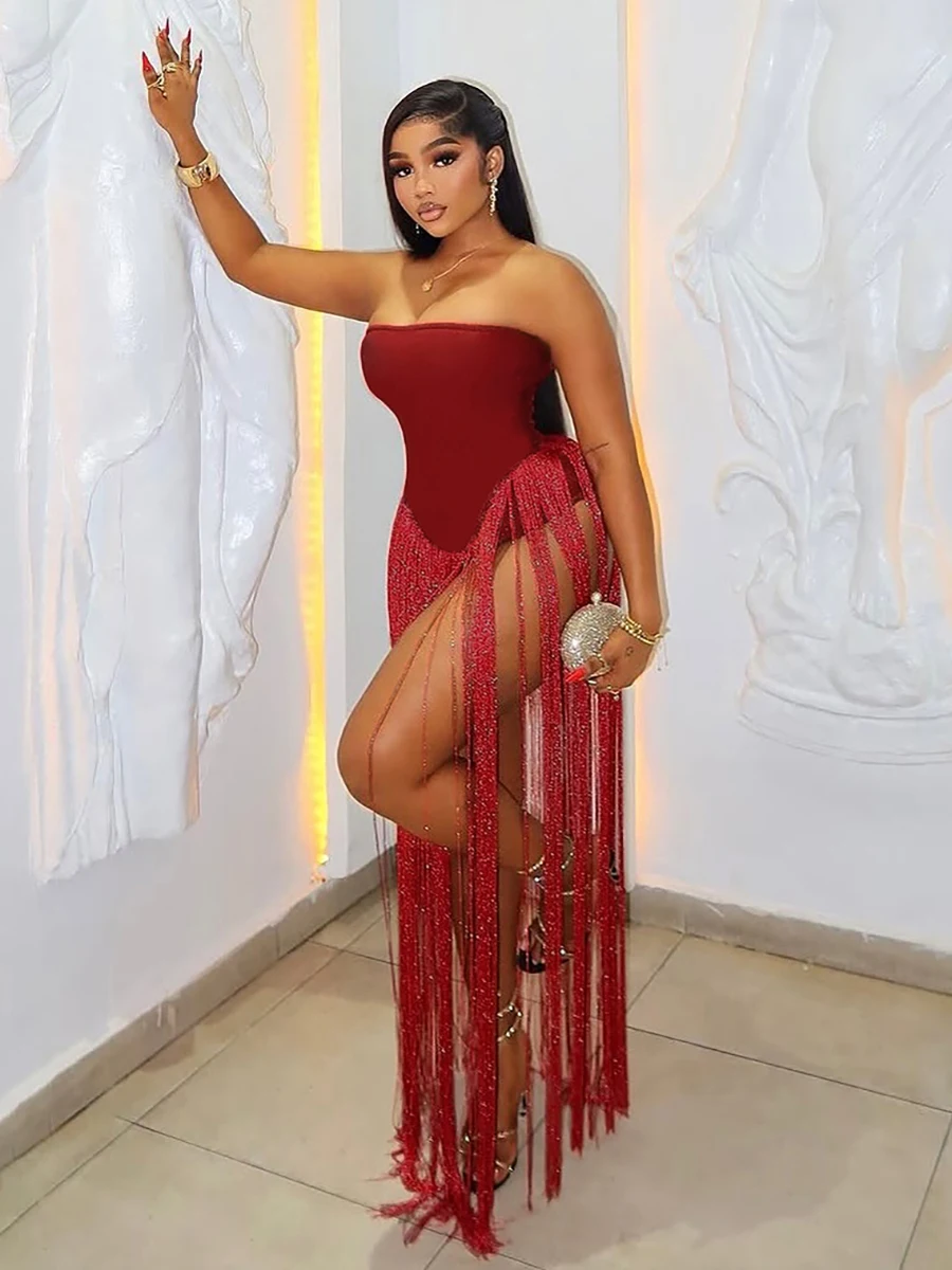 ชุดว่ายน้ำทรงสลิมฟิตแบบเซ็กซี่สำหรับผู้หญิง แต่งพู่ชายหาด ดีไซน์แปลกตา เอวสูง ผ้าโพลีเอสเตอร์