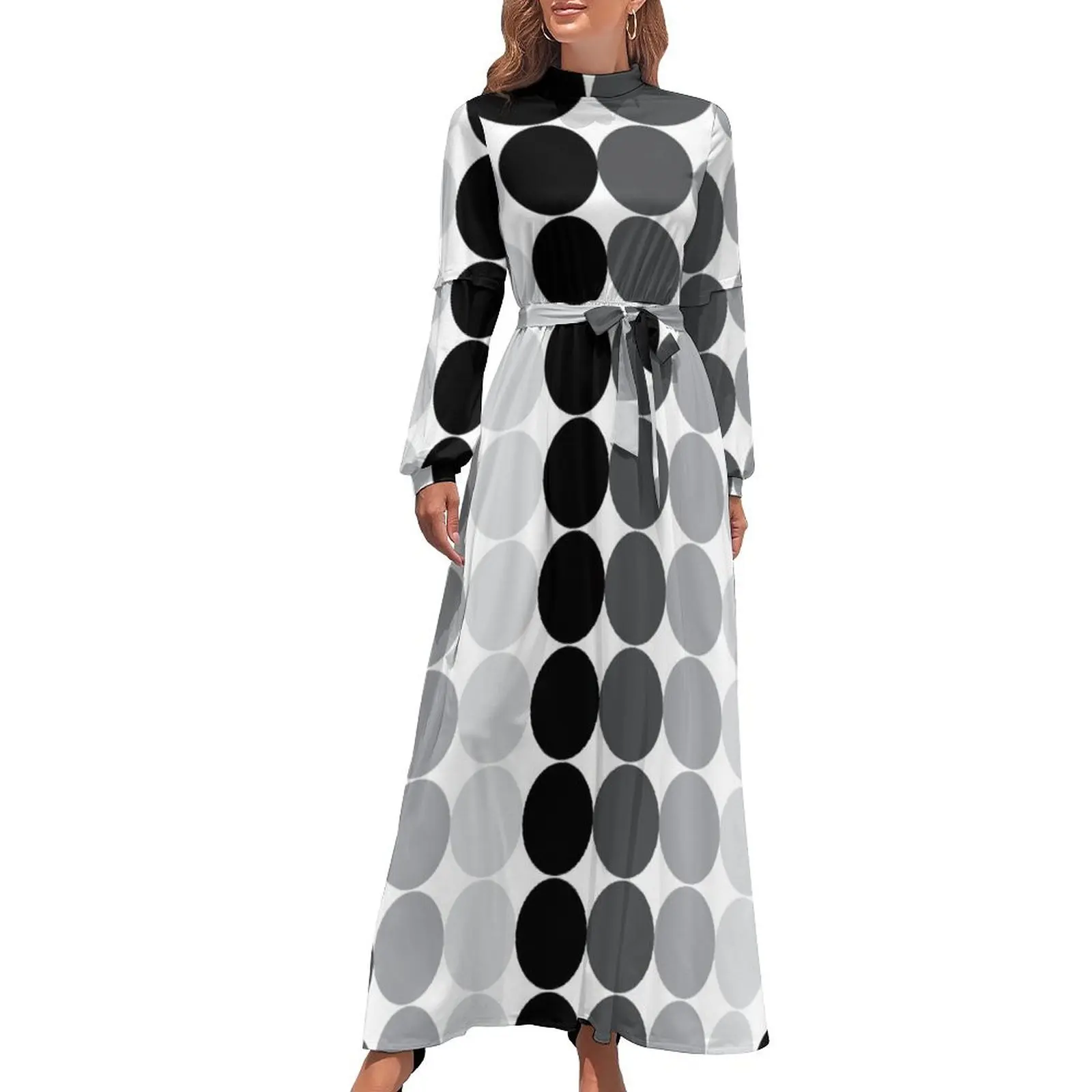 

Monochrome Circles Black and white modern Long Dress Women's skirt Dance dresses