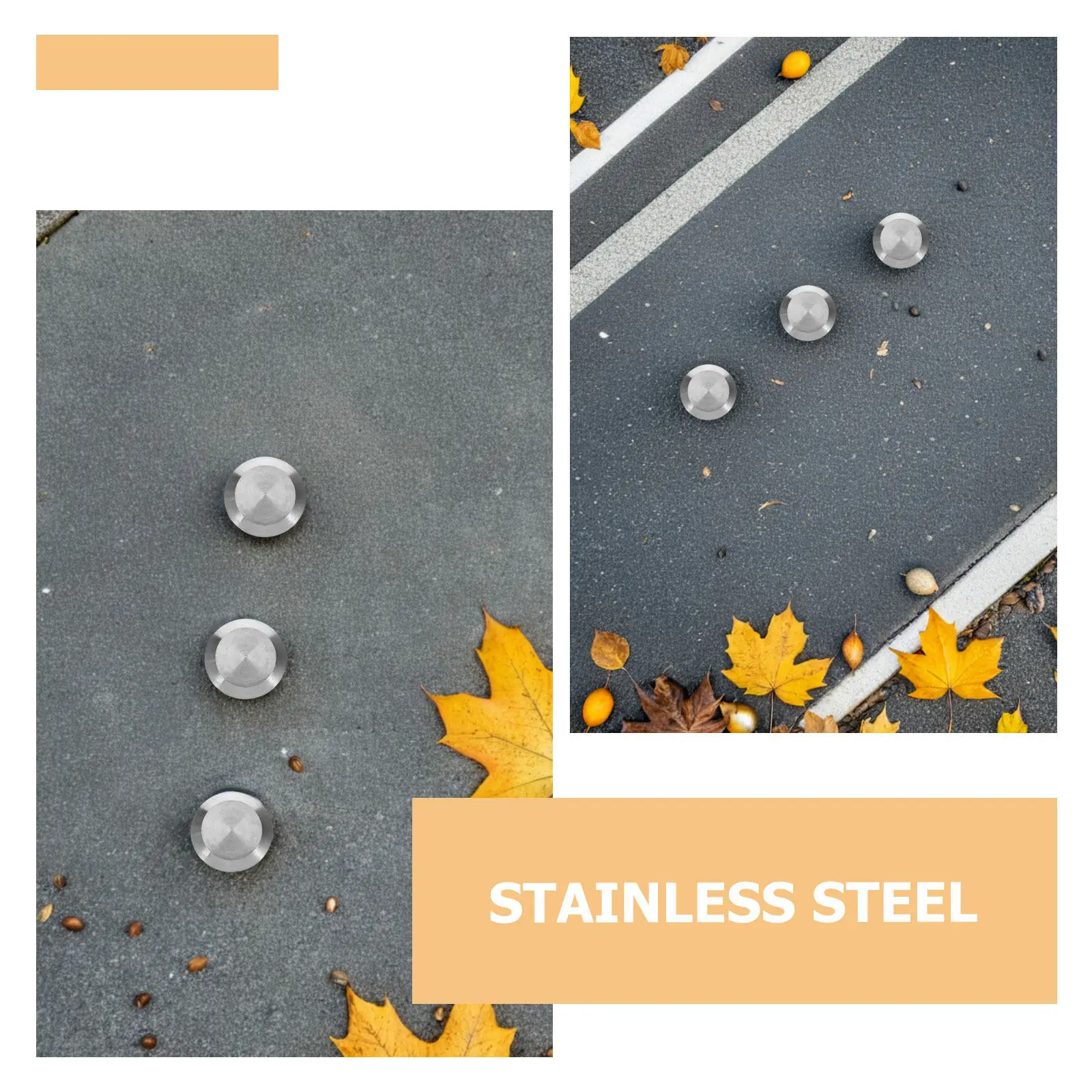 10Pcs Round Safety Studs Stainless Steel 3.5x3.5cm Blind Sidewalk Guide Nail Studs Tactile Sensory Paving Nails for Pathway