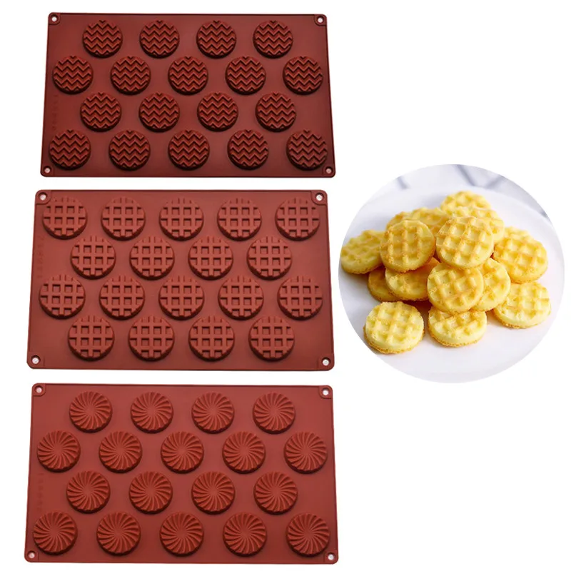 

18 Even Chocolate Silicone Mold Fondant Waffles Molds DIY Round Cookie Mould Cake Decoration Tools Kitchen Baking Accessories