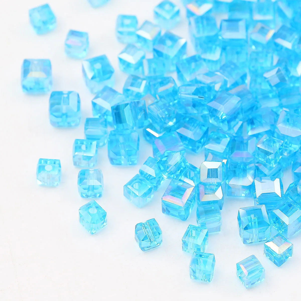 30-200pcs 2/3/4/6/7mm Lake Blue AB Austrian Faceted Crystal Glass Square Spacer Beads For Jewelry Making DIY Bracelets Necklaces