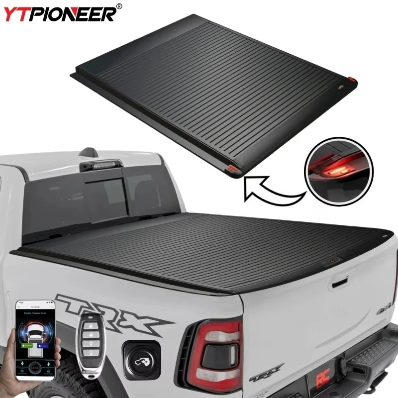 For 2017 2022 2025 Dodge Ram Rebel 1500 2500 Trx 6'4 8ft Automatic Roller Lid Trunk Rear Tonneau Covers Bed Cover With Ram Box