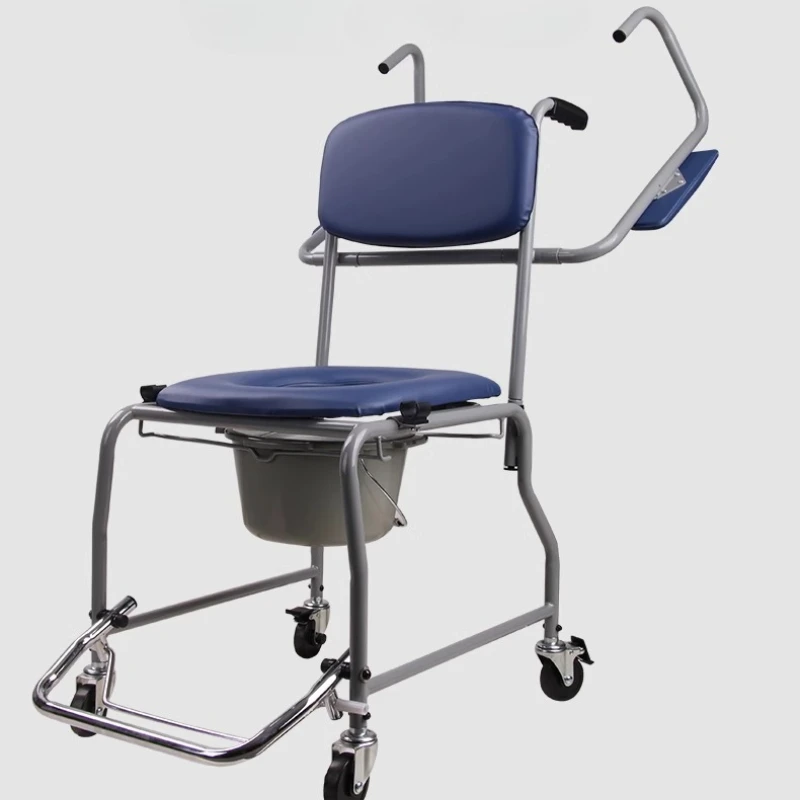 

Shower Bedside Commode Chair Padded Seat with Wheels, Medical Commode Toilet Rolling Shower Chair Transfer Wheelchair Commode