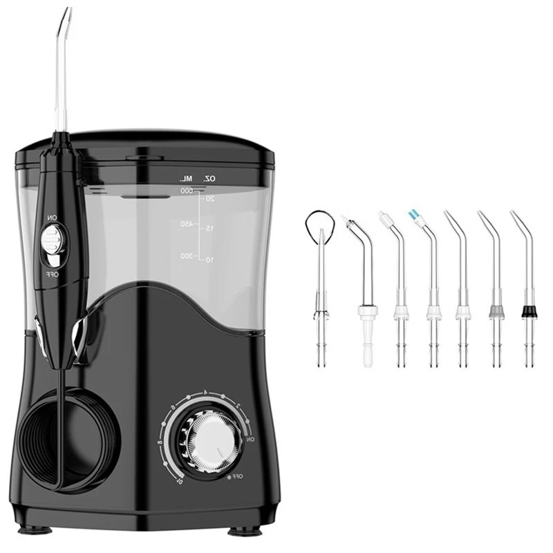 INLIG-Water Flosser 600ML Professional With EU Plug 7 Nozzles High-Pulse Oral Irrigator For Teeth Whitening, Gum Care Implants