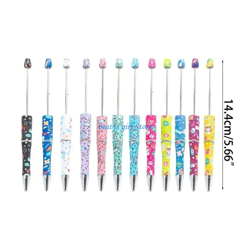 C7AB DIY مطرز القلم البلاستيك قابل للخرز القلم مكتب اللوازم المدرسية حبة قلم حبر جاف