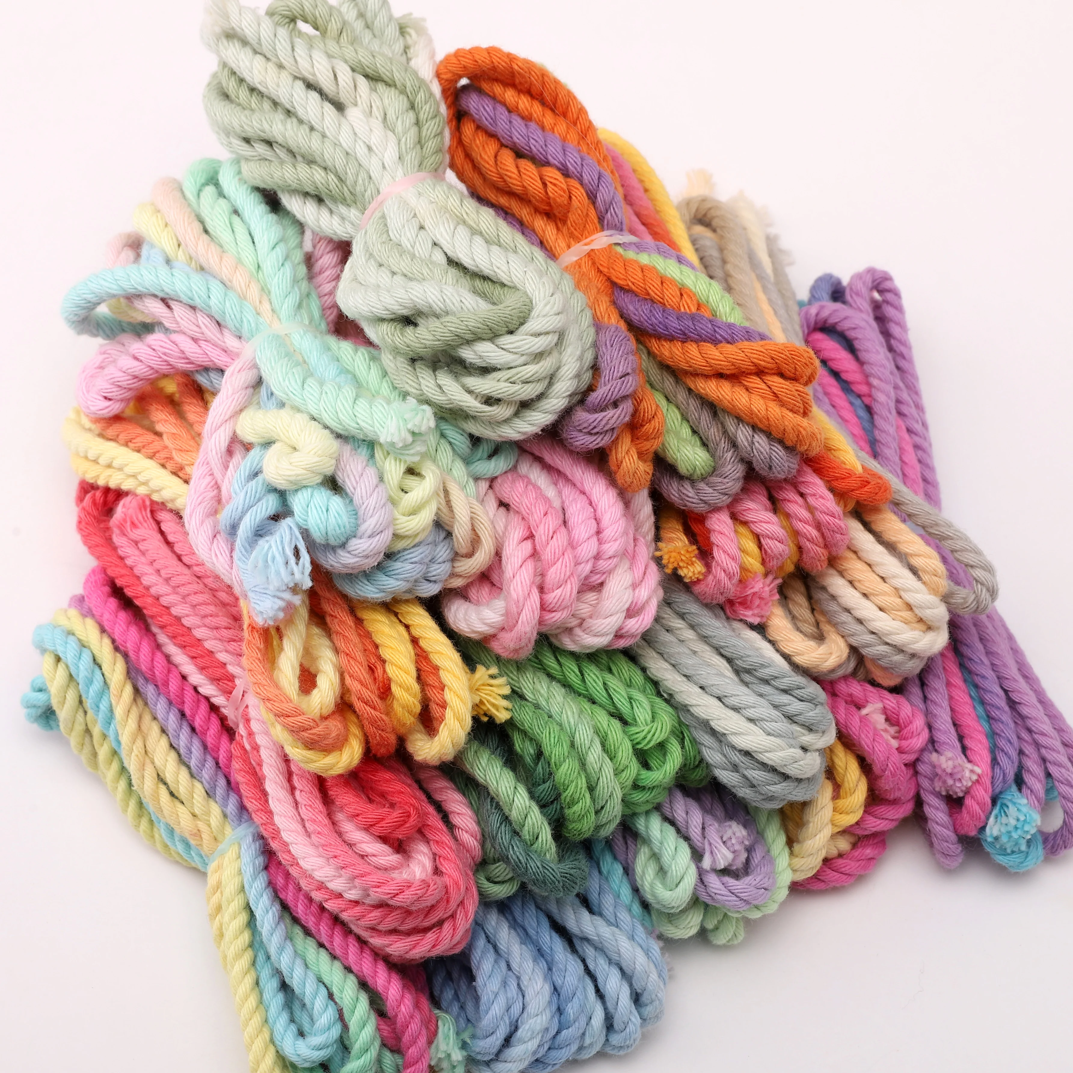 3 متر/وحدة 3.5 مللي متر التدرج اللون 3-ستراند مضفر القطن الحبل DIY بها بنفسك المفاتيح سلسلة هواتف حلية الحرف اليدوية اكسسوارات المواد