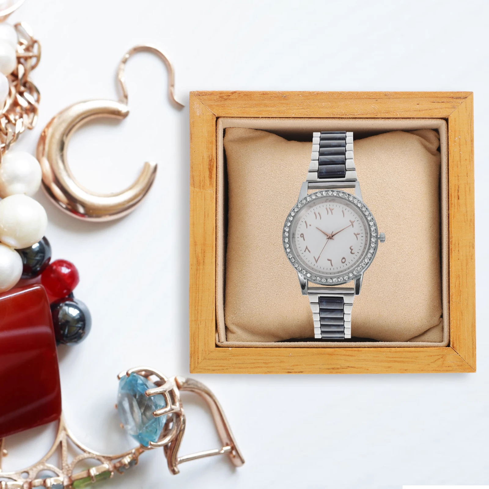 

Single Watch Display Stand With Pillow Premium Wooden Watch Holder Durable Scratch-Resistant Wristwatch Storage Rack Decorative