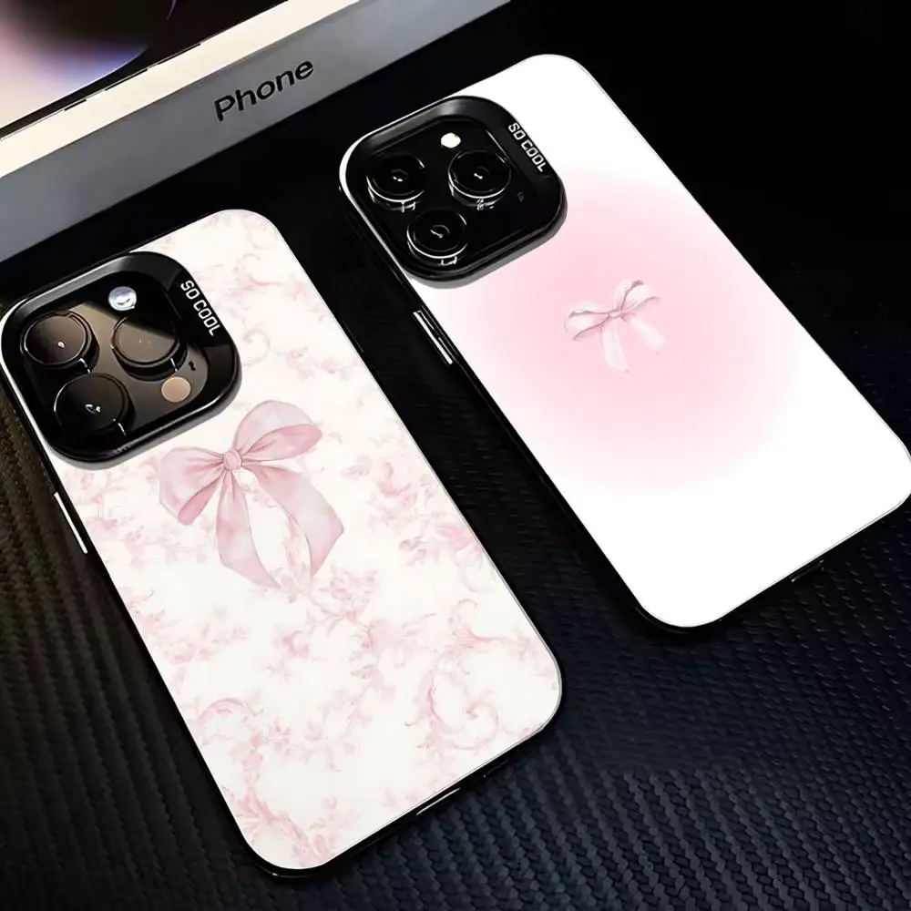 

Bow tie Phone Case For iPhone17,16,15,14,13,12,11 Plus,Pro Max Black Matte Shockproof Cover