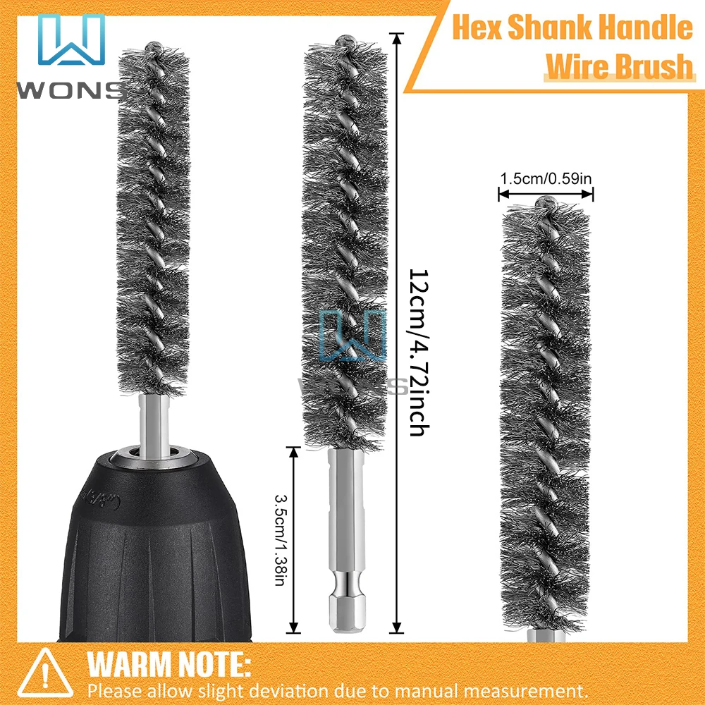 8-19mm Stainless Steel Wire Cleaning Brush Hexagonal Rod Gun Brush Metal Wire Pipe Cleaning Brush Rust Cleaner Polishing Brush