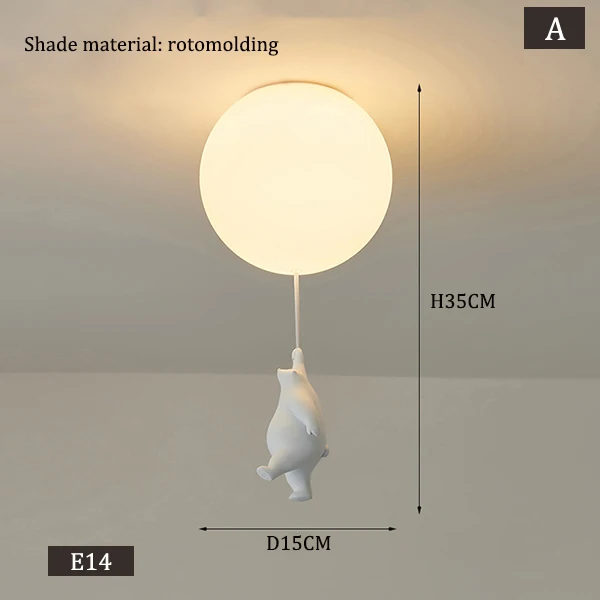 QINGYUNKE Moderne Eisbär Anhänger Kronleuchter Kreative Mike Weiß Glas Ball Harz Indoor Kind Kinder Kindergarten Hängen Led Lampe 8