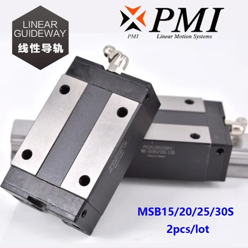 

2pcs/lot Original Taiwan PMI MSB15S MSB20S MSB25S MSB30S linear guideway slide block Carriage for machine CNC router