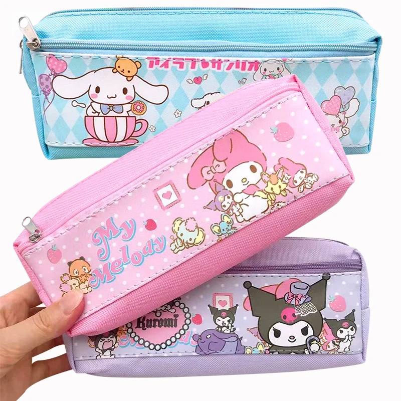 Piórnik Sanrio Kuromi Cinnamoroll melodia Pu Kawaii torba na długopis do kartonu szkolne materiały papiernicze pudełko przybory szkolne zabawki dla