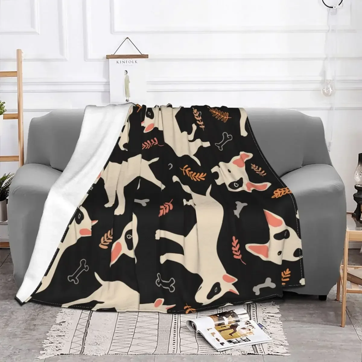 Bull Terrier Flannel Blankets Gifts for Animal Dog Lovers Cozy Throw Blankets Bedroom Sofa Decoration Ultra-Soft Warm Bedspreads