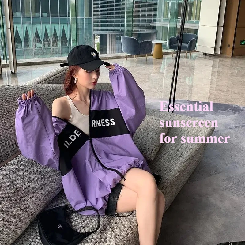 Womens Jacket 2026 New Coat Korean Style Loose Student Casual Hit Color Baseball Uniform Trend Oversized Sun Protection Clothing