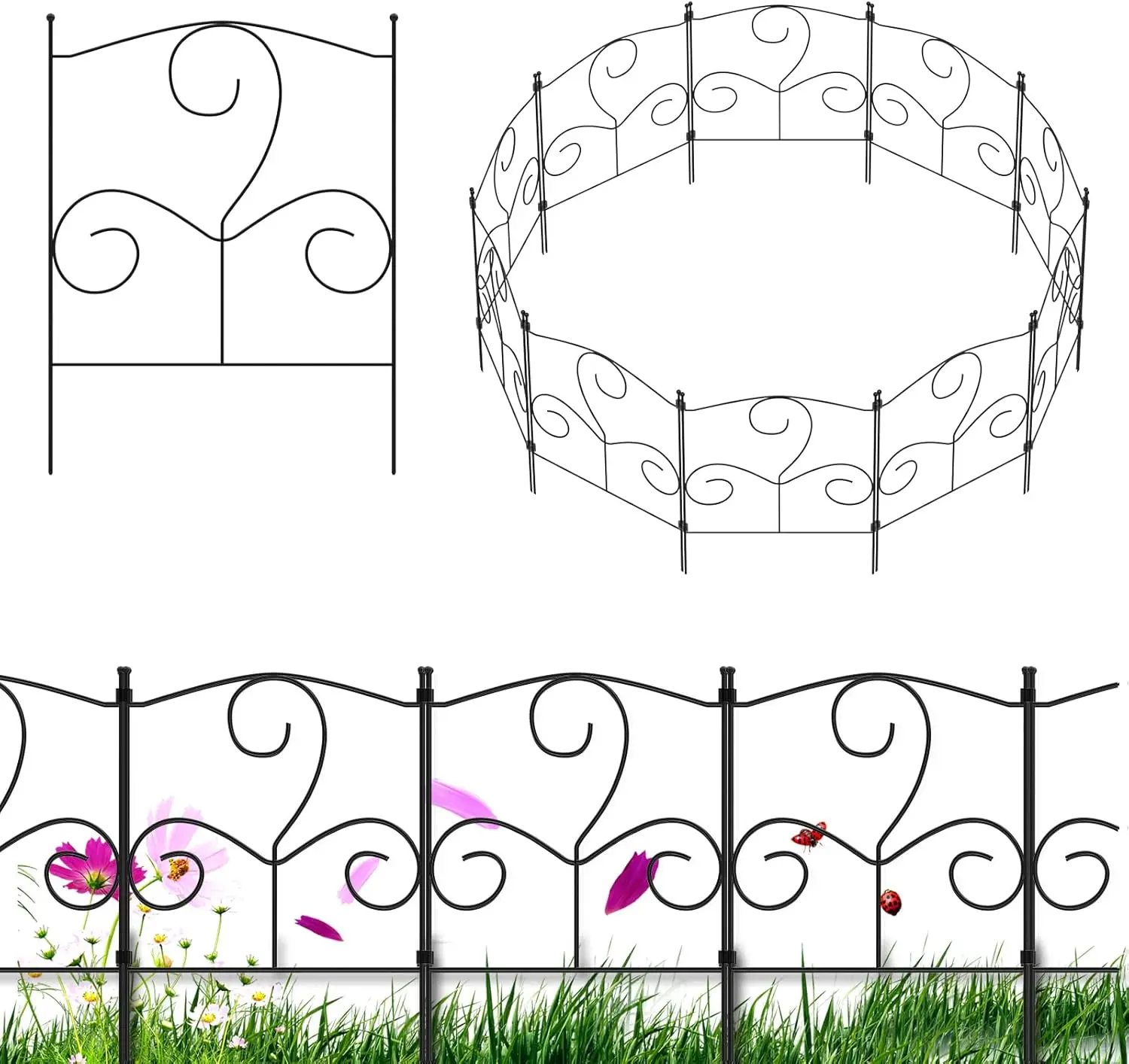 

10Pack Decorative Garden Fence 10ft Rustproof for Flower Bed Yard Animal Barrier