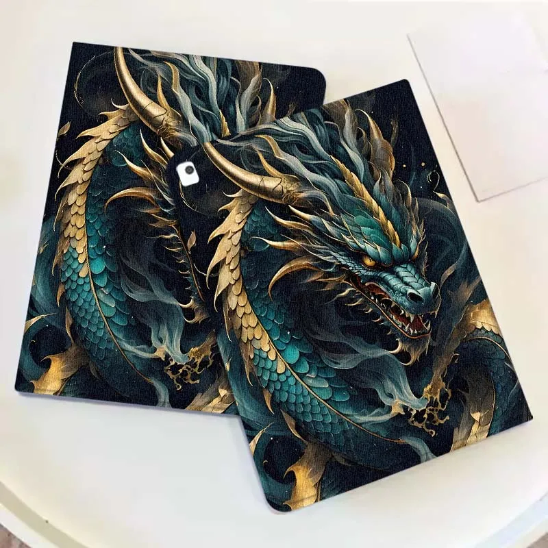 Chinese Dragon Illustration For iPad Pro Mini Air 1 2 3 4 5 6 7 10 11 th 8 9 gen 11 M4 M5 Foldable Tablet Case Cover
