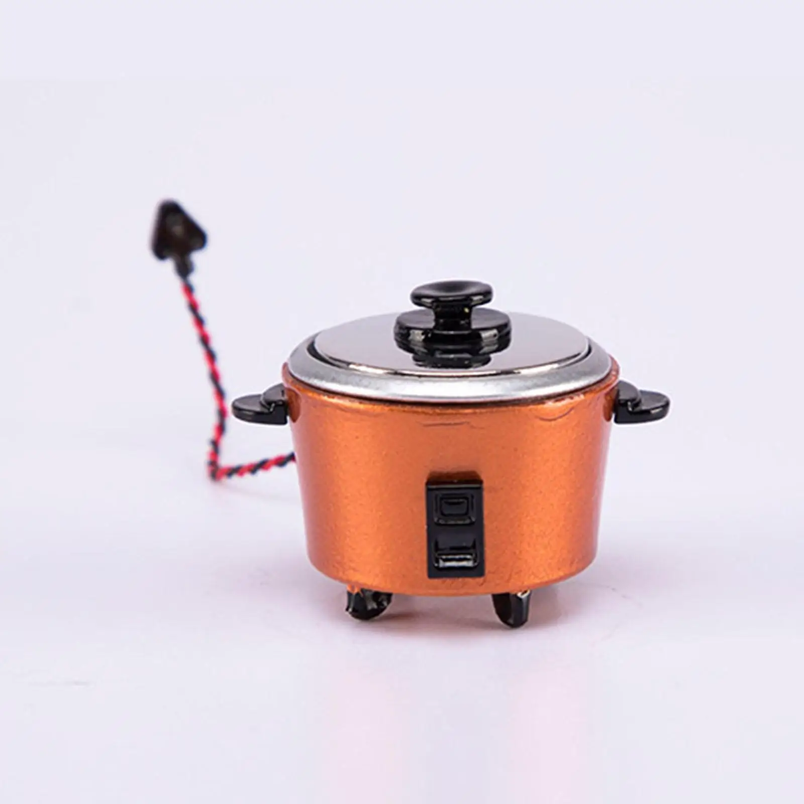 หม้อหุงข้าวจำลองโลหะผสม ขนาด 1/12 สำหรับตกแต่งห้องในบ้านตุ๊กตา
