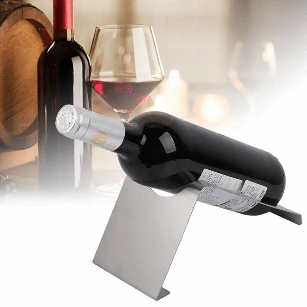 Innovative Stainless Steel Wine Bottle Rack Silver 7.8×3.94×4.3in Wine Bottle Display Stand Wine Rack Display Kitchen Counter