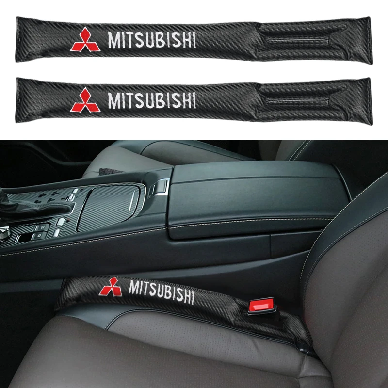 Car Seat Gap Plug Filler Pad Carbon Fiber Leak Pads Interior Accessories For Mitsubishi Outlander Lancer EX ASX L200 RALLIART