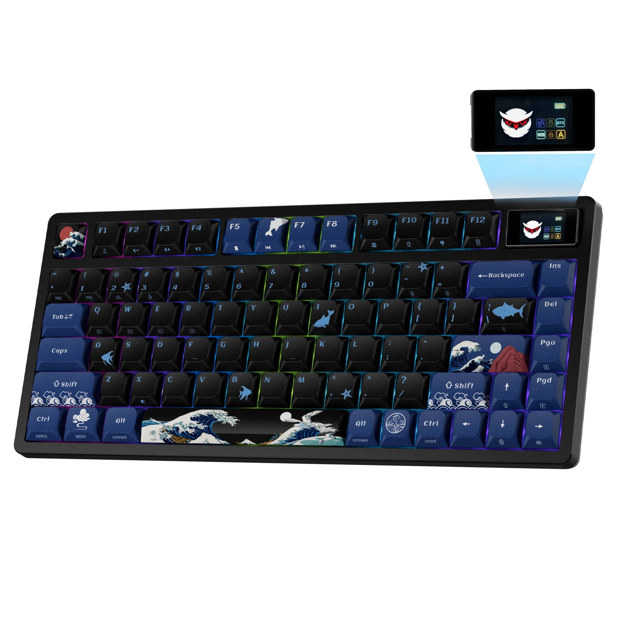 

XVX L75 PRO Wireless Low Profile Mechanical Keyboard Black Wave Kanagawa Tri-Mode Connection Gaming Keyboard Gasket-Mount Design