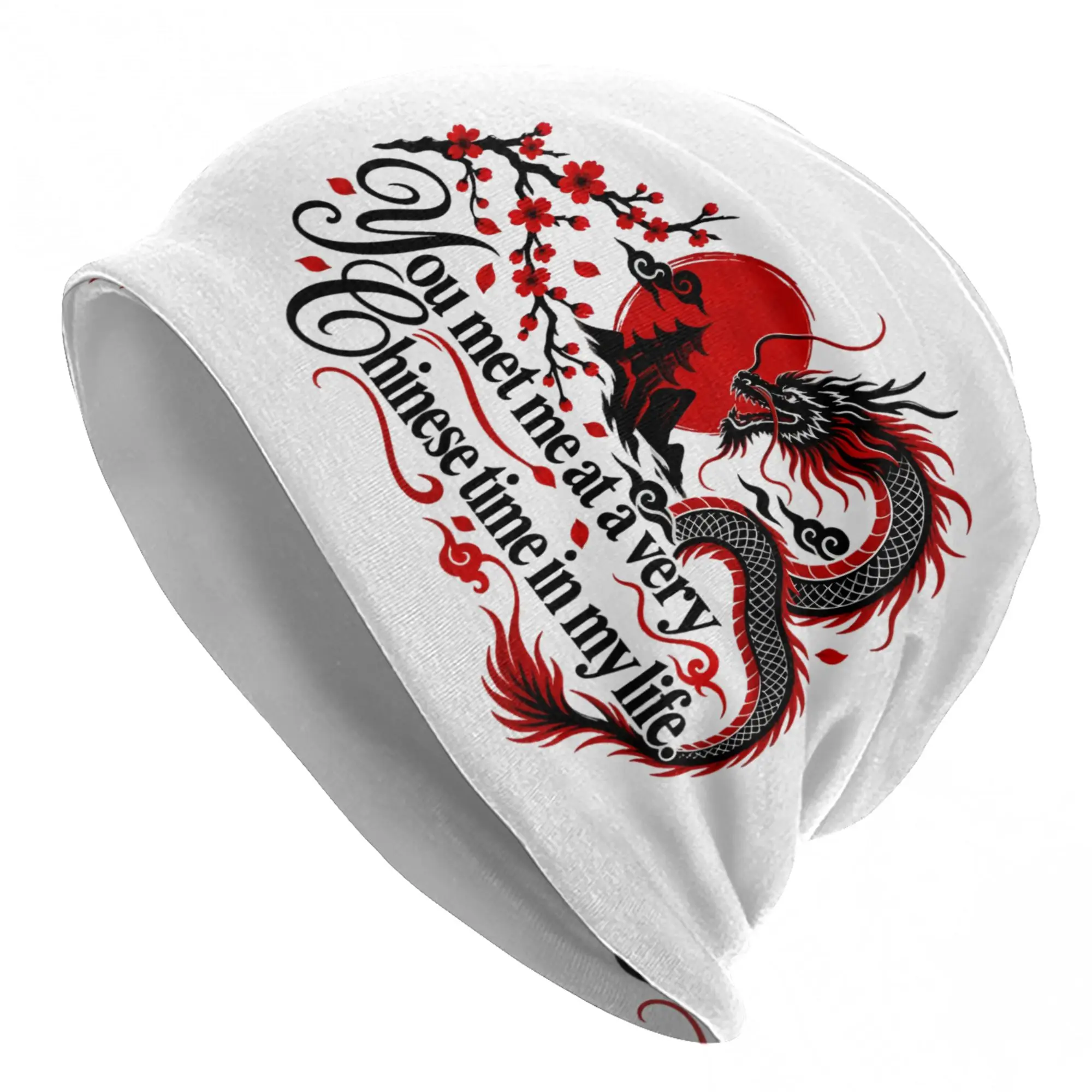 You Met Me At A Very Chinese Time In My Life Bonnet Hats Goth Street Skullies Beanies Hat  for Men Women Warm Head Wrap Caps