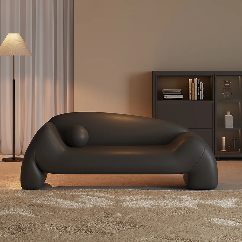

Designer creative leather sofa 2025 new Italian minimalist living room small apartment light luxury concubine chair small sofa