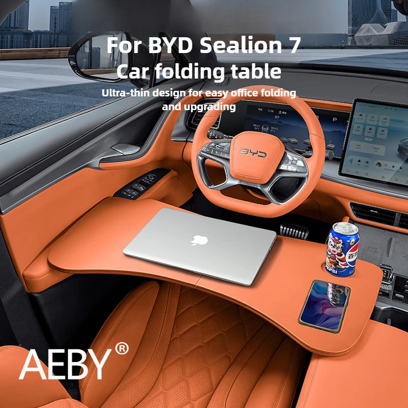 

AEBY For BYD Sealion 7 Car Foldable Table Tray Backseat Organizer with Cup Holder, for Snacks Laptop Work, Auto Accessories