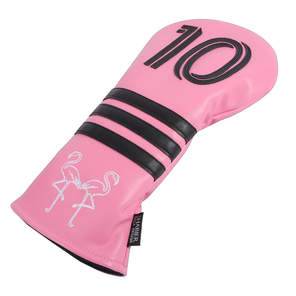 Juste de conducteur en cuir PU souple brodé flamant rose, housse de sauna pour club de golf, 460CC, applique rose #10