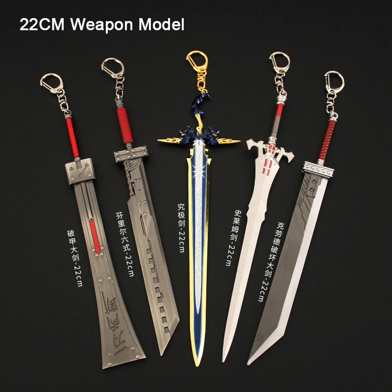 

22CM FF15 Game Peripheral Final Cloud Strife Destroy The Sword Full Metal Replica Miniature Weapon Models Fantasy Blade Juguetes