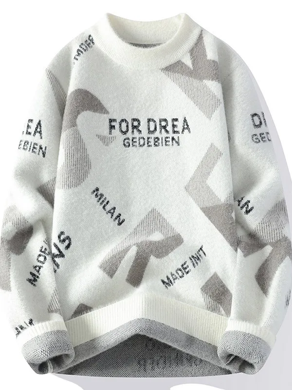 

Вязаный свитер Thiened f с высоким воротником для мальчиков-подростков, повседневная одежда, теплый и прочный длинный топ с принтом све для средней школы...