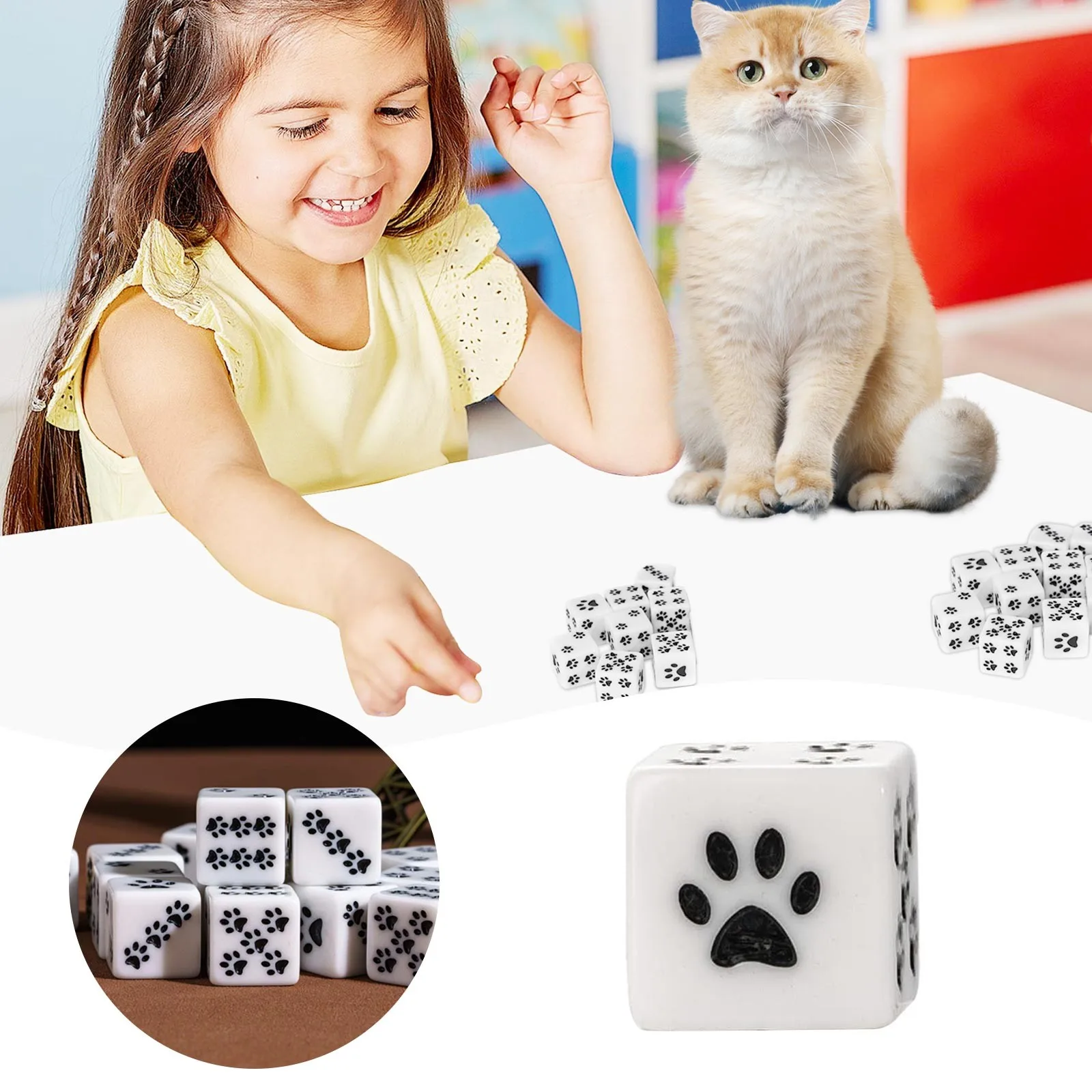 Base Battlefield Rocce D6 Set di dadi Piede di cane 6 pagine Dadi standard 6 dadi Accessori per feste Gioco da tavolo DND 16mm