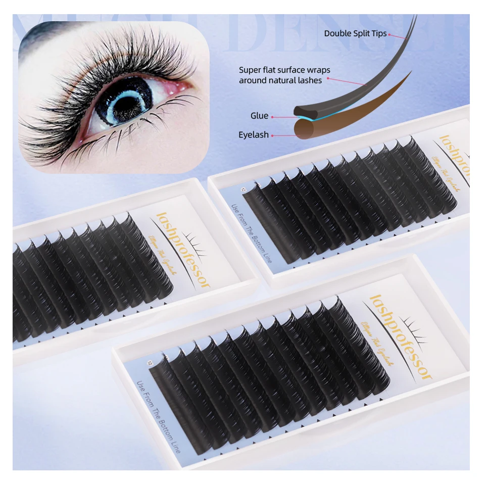 

Matte Dark Black Ellipse Flat Lashes 0.15 0.2 C CC D DD Double Split Tip Individual Flat False Eyelash Soft Natural Makeup Cilia