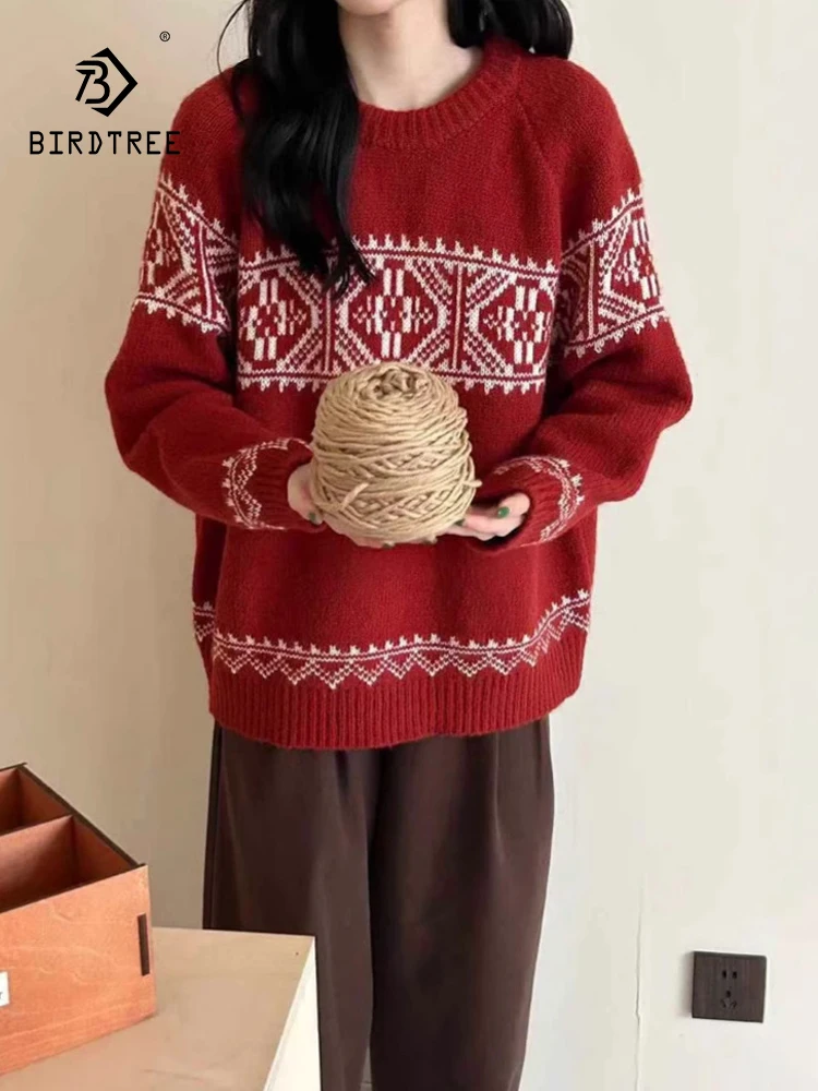 New Autumn Blending Christmas Sweater, Women Long Sleeve O Neck Loose Tops, Mori Girl Vintage Thick Pullover, Winter T4N805CC