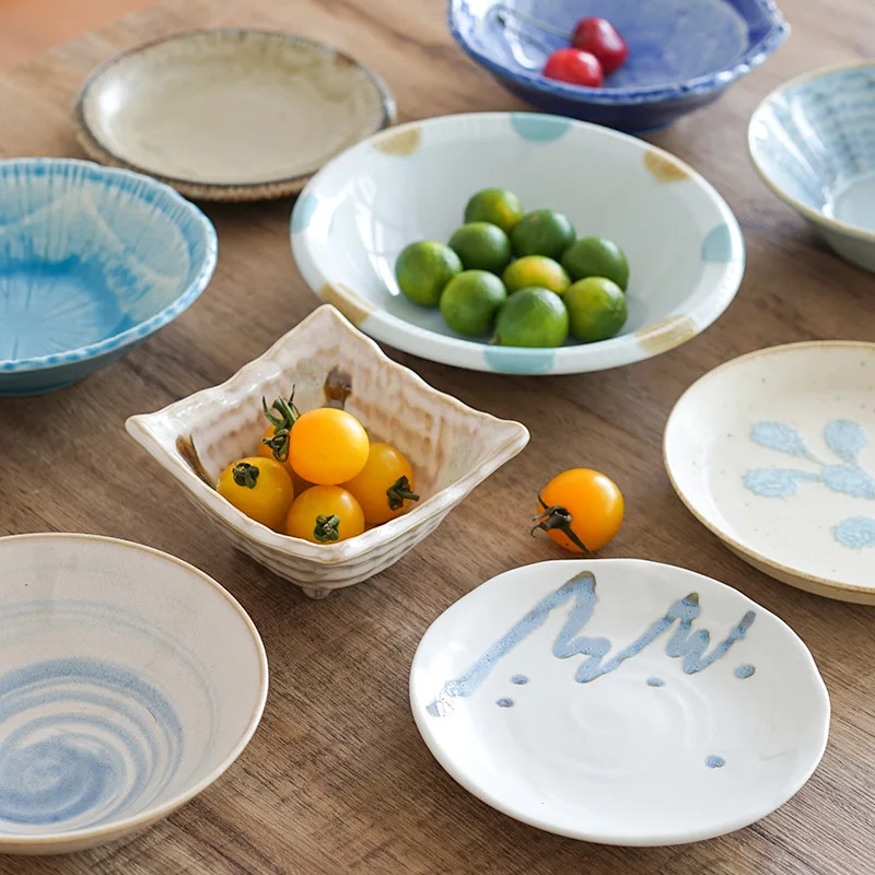 Japanese Small Dish Bowl Snack Plate Ceramic Underglaze Household Elegant Tableware