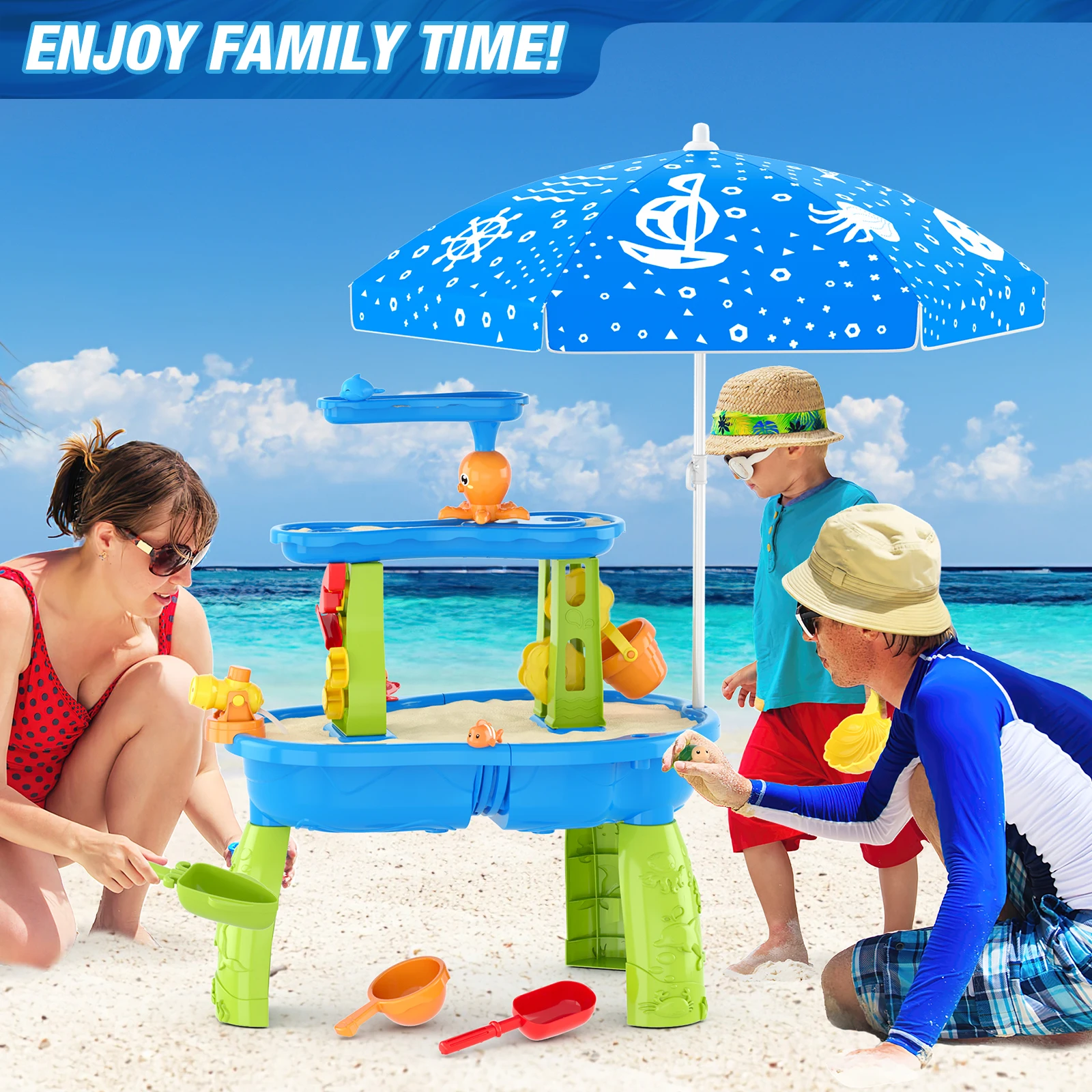 Kids Sand Water Table Children's Beach Toys Outdoor Garden Bunker Set Summer Beach Children DIY Parent-child Interactive Toy