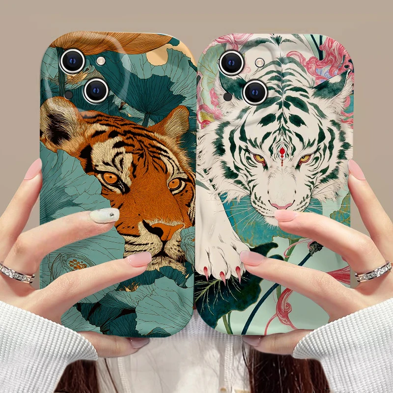 Vintage Tiger Art Phone Case For Samsung Galaxy S26 S25 S24 S23 S21 S20 FE Plus Ultra F06 4G 5G 3D Wave Soft TPU Back Cover