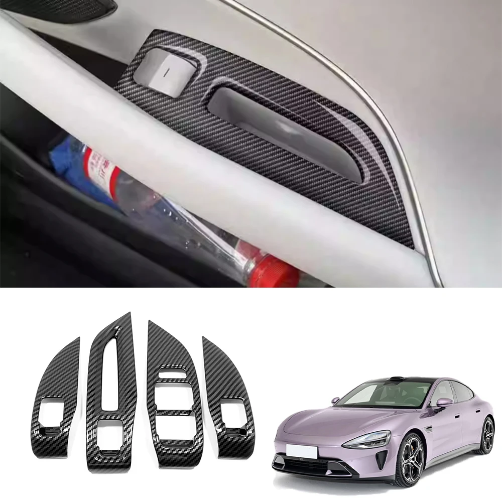 

For Xiaomi Su7 2024 Car Accessories Carbon Fibre Texture Seats Adjust Switch Button Trim Frame Cover Interior Protector