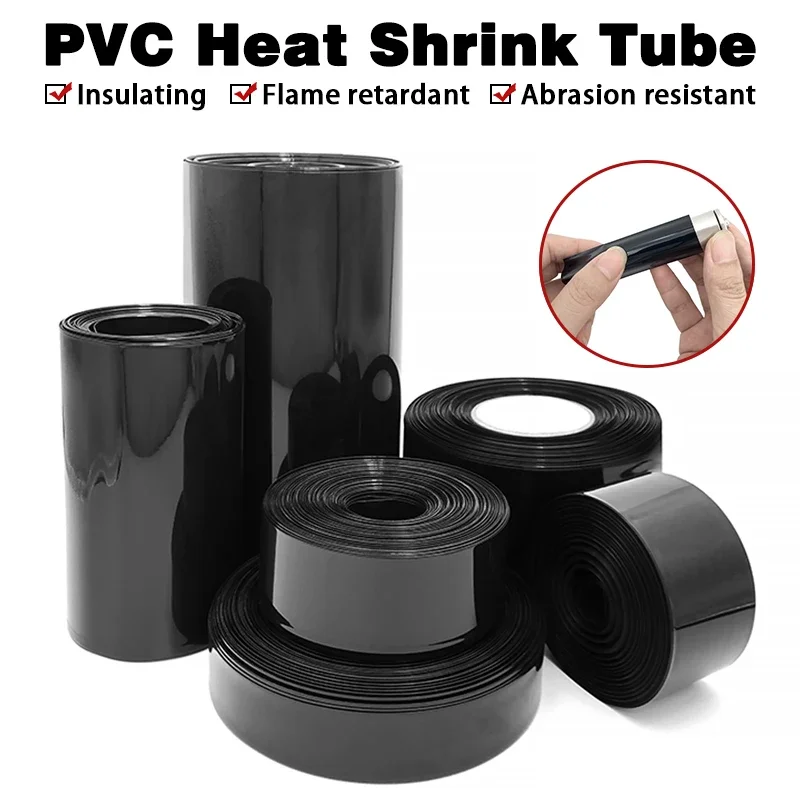 1m~10m PVC Heat Shrink Tube 18650 Lipo Battery Pack Width 30mm ~ 500mm Insulated Protection Film Wrap Lithium Case Cable Sleeve