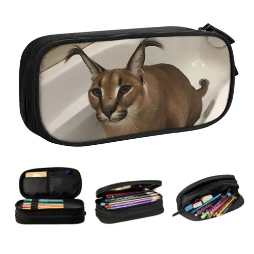 Floppa-estuche de lápices personalizado para niña y niño, bolsa de almacenamiento grande para bañera, papelería para estudiantes