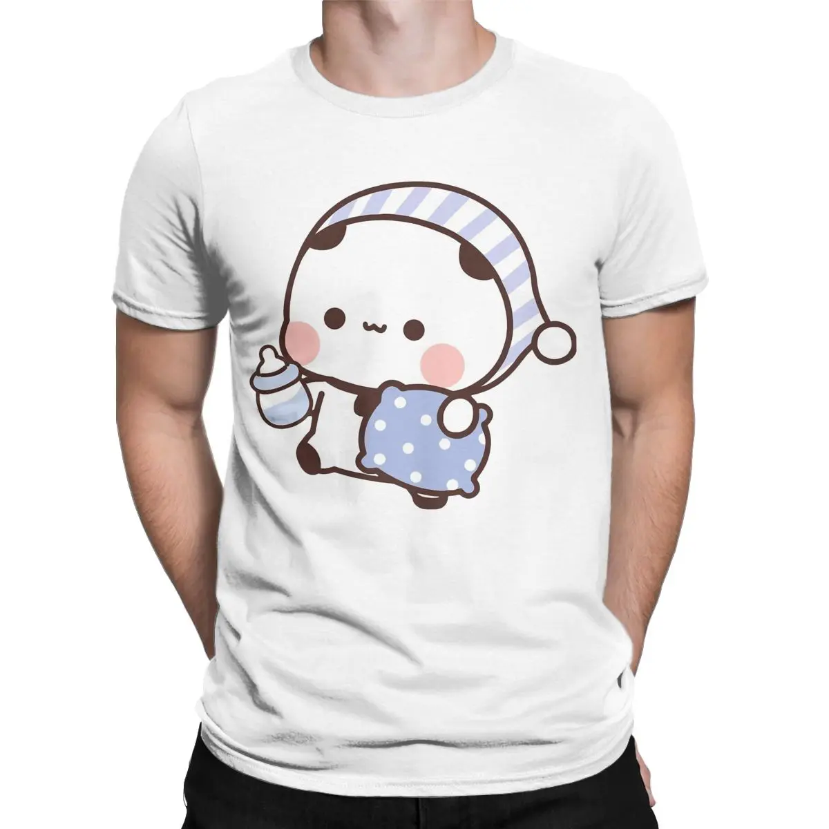 Men Bubu Panda Going To Sleep With Dudu Bear T Shirts 100% Cotton Clothes Crazy Short Sleeve Crewneck Tees Plus Size T-Shirt