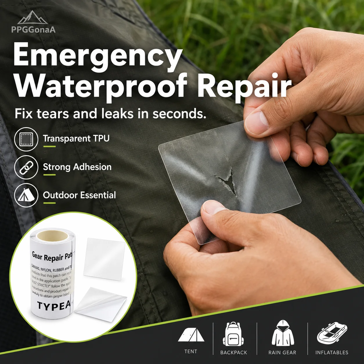 Transparent TPU Repair Patch Waterproof Self Adhesive Tape for Tent Air Mattress Inflatable Pool Float Gear Tear Hole Repair
