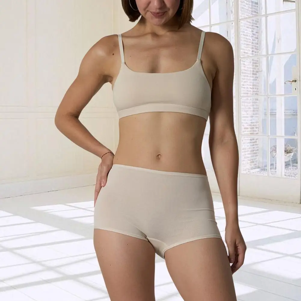 Comfortable Sports Bra Shorts Women's 2 Piece Underwear Set Sports Bra Seamless Boyshorts Cotton Stretchy Gym Outfit for Women