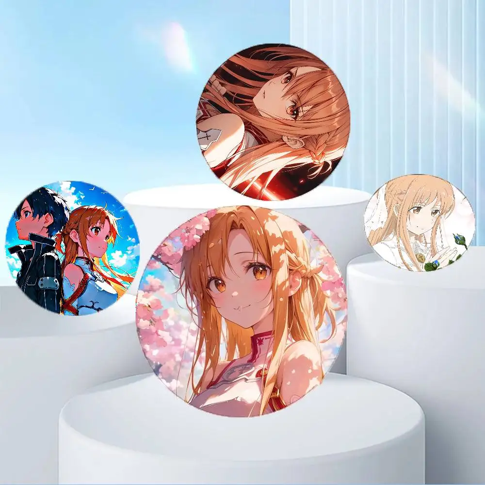 Asuna الرسوم المتحركة S-Word A-Art O-الإنترنت شارات أنيمي شارة ليزر مستديرة الكرتون بروش الملابس ظهره اكسسوارات التلبيب #3