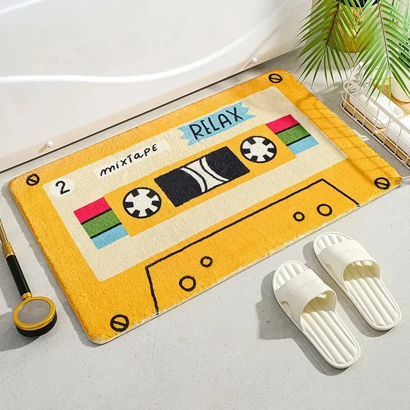 Cassette Music Tape Carpet Doormats Retro Classic Bath Mat Home Entrance Carpet Bedroom Toilet Bathroom Absorbent Non-Slip Rugs