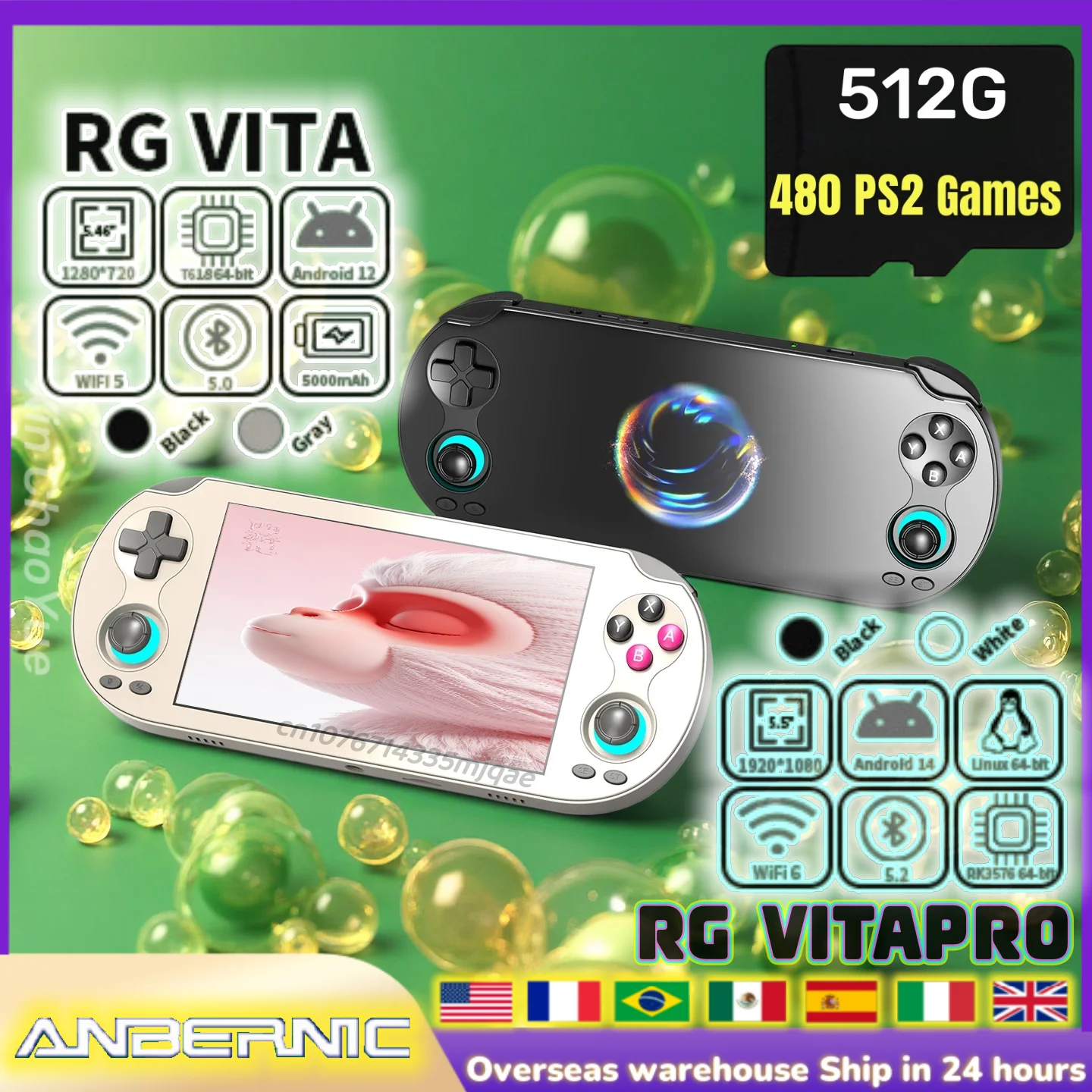 

Портативная игровая консоль ANBERNIC RG VITA Pro для ретро-игр с поддержкой Wi-Fi, Bluetooth и AI-стриминга RixelHK PSPGIFT