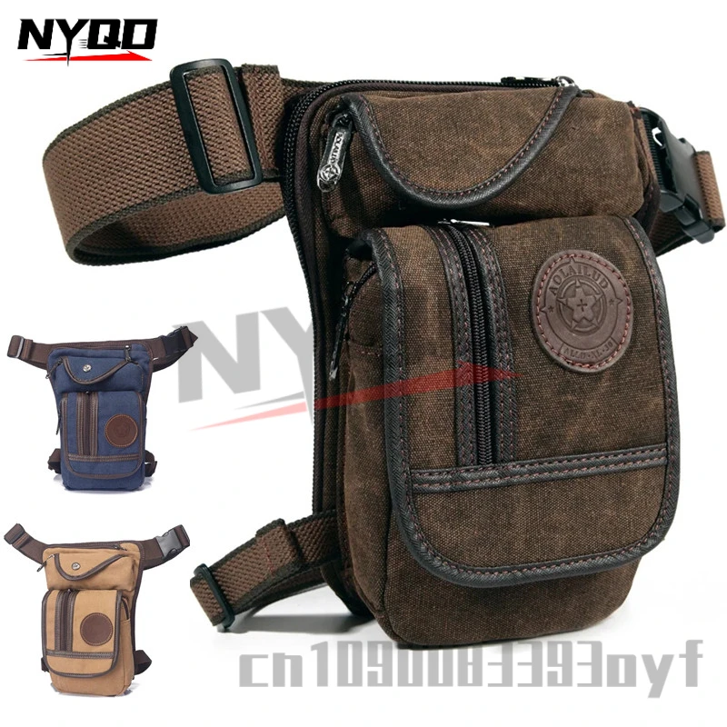 

Canvas/Nylon Drop Leg Bag Hip Pack Outdoor Tactical Motorcycle Bike Shoulder Cycling Multi-Pocket Casual Waist Waterproof