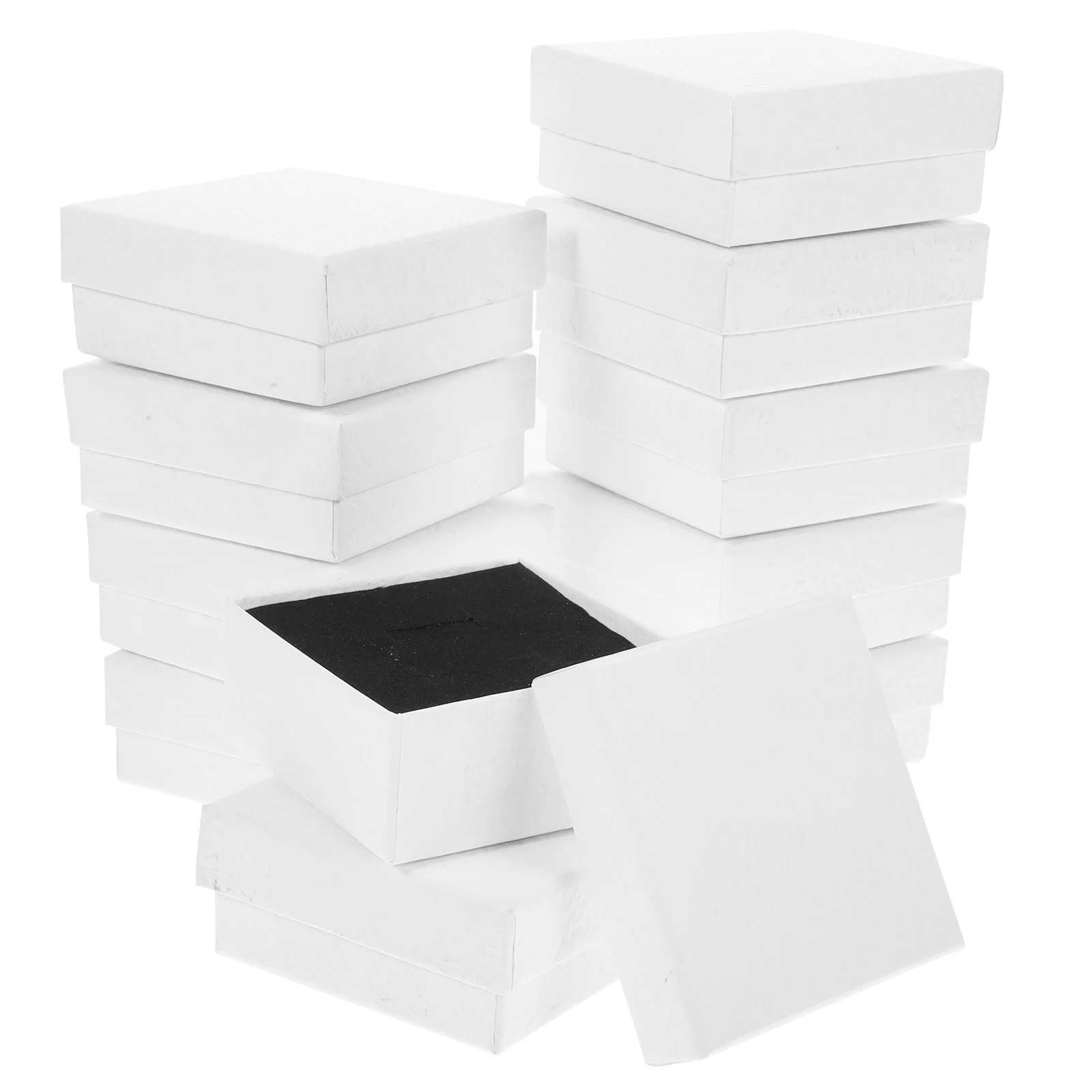 

12 Pcs White 7x7x3cm Jewelry Boxes for Rings Necklaces Bracelets Earrings Travel Storage Small Display Tools Packaging