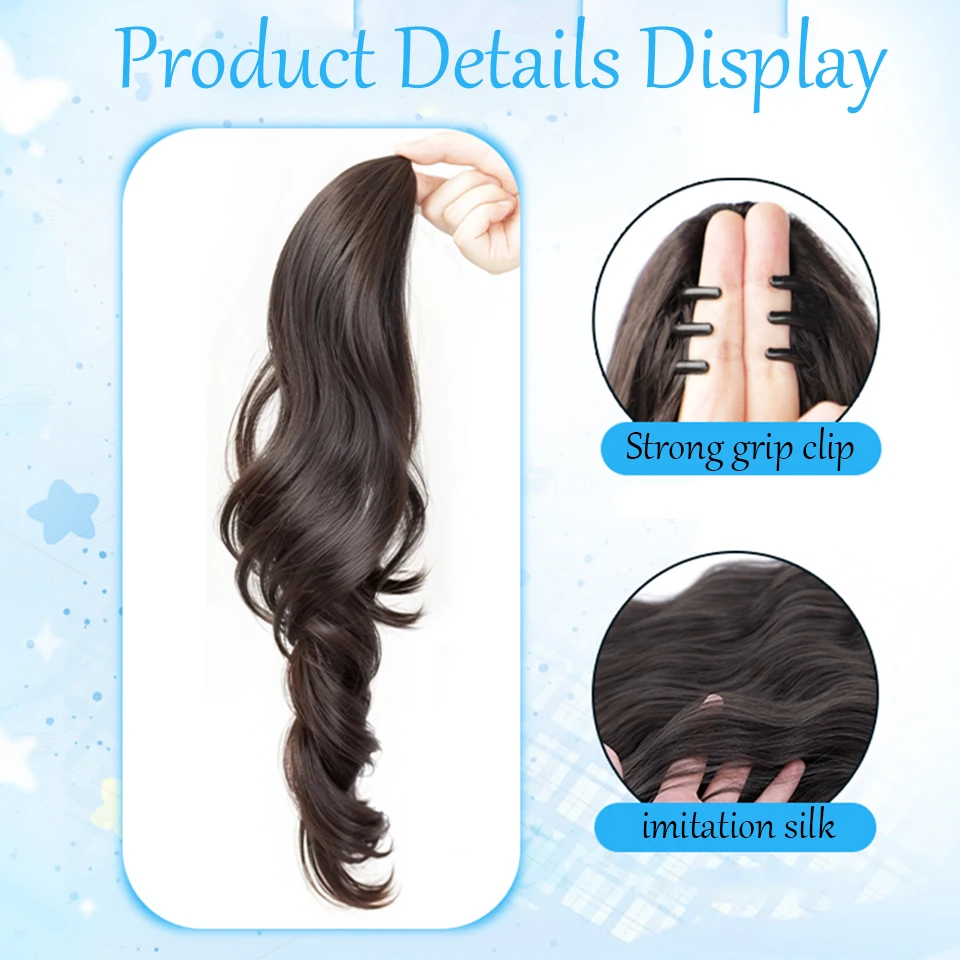 Curly Clip In Hair Ponytail Extensions Synthetic Wig Hairpiece with Crab Hair Clip for Women Halloween Christmas Party Cosplay view 3