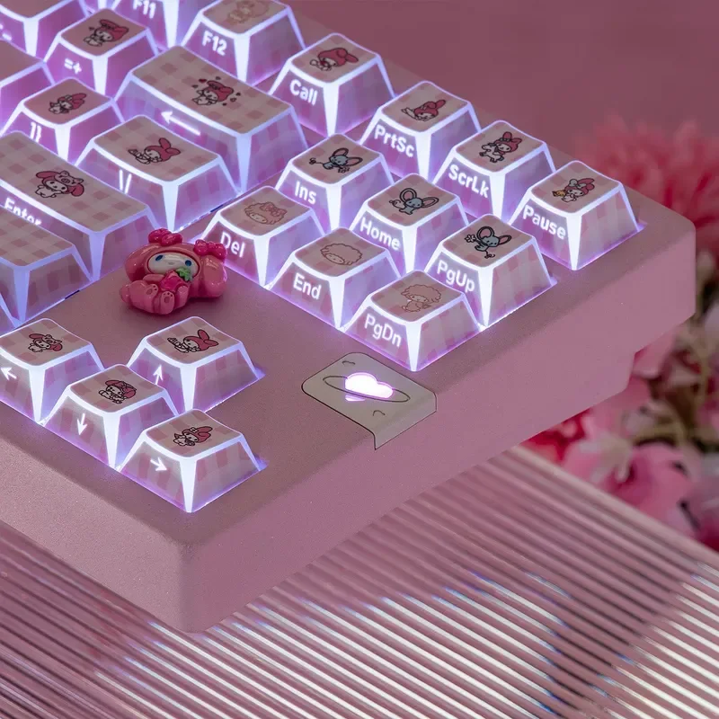 

Anime Melody Sanrio PBT Keycap Set Folding Edge Corner Side Engraved Custom Keyboard Keycaps Magnetic Switch Cartoon Kawaii New
