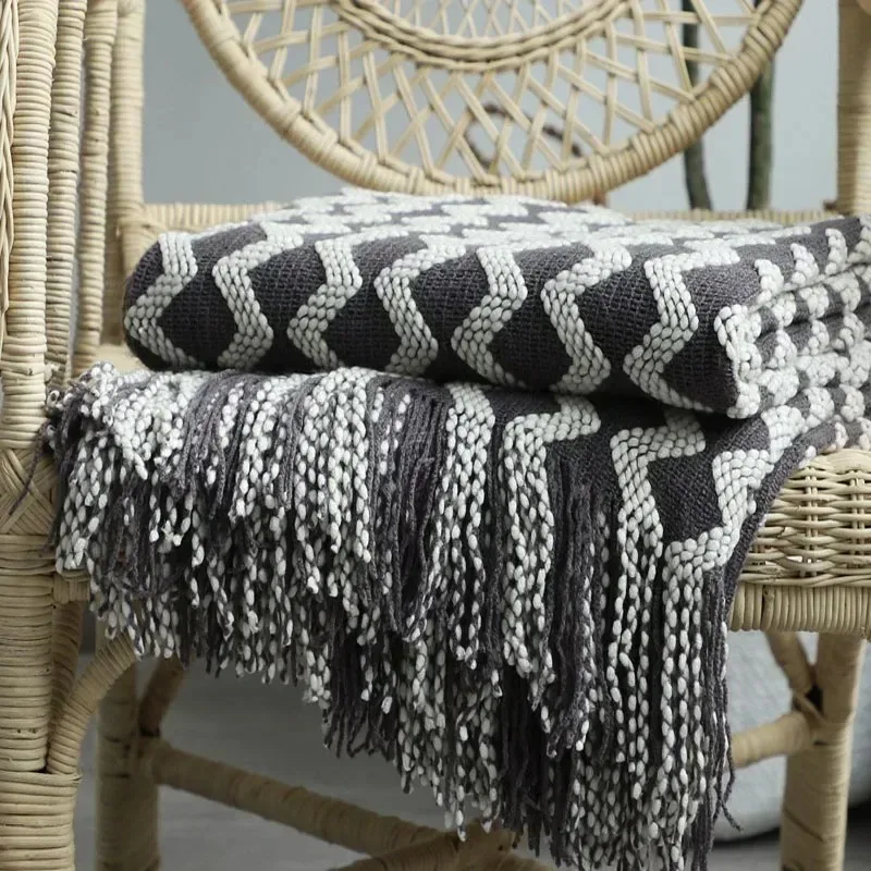 Nordic Knitted Blanket Sofa  Decorative Bed Thread Blankets Sofa Office Nap Throw Blankets Soft Towel Bed Plaid Tapestry